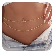 Kinretixia Bauchketten Set Aus 14K Gold, goldener belly chainVerstellbarem Waist Chain, Schmuck Für Partys Und Festivals, sexy Bikini Strand-Körperschmuck, Hypoallergen