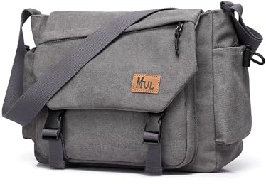 ibalulu Umhängetasche Herren,Robuste Canvas Messenger Bag mit Mehreren Taschen & Verstellbarem Gurt, Vintage Crossbody Bag Hobo Arbeitstasche Unisex Schultertasche für Beruf, Reise, Alltag(Grau)