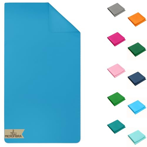 SONIT - 2 Teli Mare Blu Navy in Microfibra Ultra Leggero 90x160 cm, Asciugamano Spiaggia ad Asciugatura Rapida, Compatto e Assorbente, Ideale per Viaggio, Palestra e Piscina, Morbido e Salvaspazio