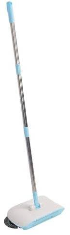 Phefop Barredora Manual de Piso 2 en 1 con Trapeador de Bloqueo de Agua de Microfibra y Construcción de Acero Inoxidable para Pisos de Mármol de Azulejos de Madera Dura (Blue)