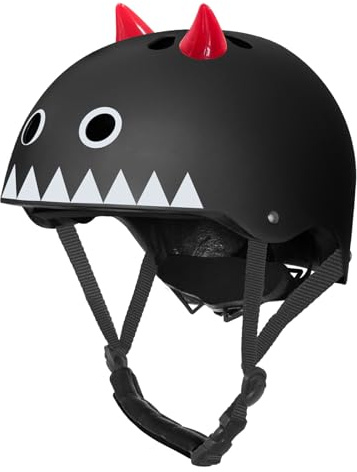 Nattork Adjustable Bike Helmet for Kids, Multi-Sports for Skateboard, Skates, Scooter 3-15 Kids Youth Toddler Helmet with Decoration （Devil）