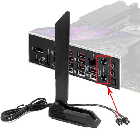 Gintai WiFi 7 Antenna for Gigabyte Z890 Z890I Z890M X870 X870E B550M B650E B850 B860 W790 TRX50 Series WLAN Amplifiers WiFi 7 Tri-Band Gaming Card 12dBi Bluetooth 5.4,Magnetic Base (Black)