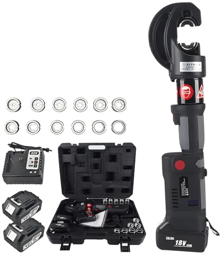 OZBME Crimpatrice idraulica Ricaricabile, crimpatrice idraulica, Batteria al Litio per capicorda in Rame/Alluminio con 12 Set di matrici di crimpatura