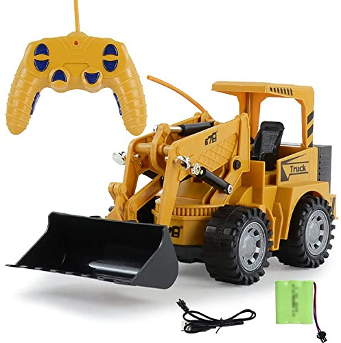 QIYHBVR RC Frontlader Traktor Spielzeug, 2.4G 5CH Fernbedienung Baufahrzeuge RC Bulldozer, RC Dozer Truck Mit Großen Reifen Für Erwachsene Kinder Geschenk