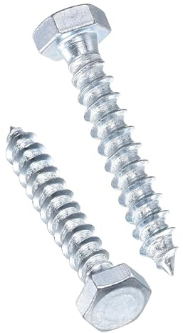 TA-VIGOR 25Pcs Coach Screws, M8 x 60mm Hex Head Lag Bolts, Carbon Steel Zinc Plated Sleeper Concrete Wood Screw Hexagon Lag Full Thread Self-Tapping Bolts for Outdoor Use in Decking, Fencing