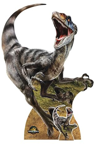Star Cutouts SC4859 Velociraptor Dinosaurio Jurassic World Rebirth Cartón Recortado Altura 144 cm Producto Oficial Fiesta cumpleaños decoración habitación
