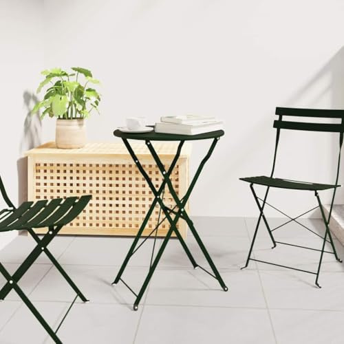 WSJHUHK Bistrobord fällbart mörkgrönt Ø 50 x 71 cm pulverlackerat stålmöbler, utomhusmöbler, utomhusbord