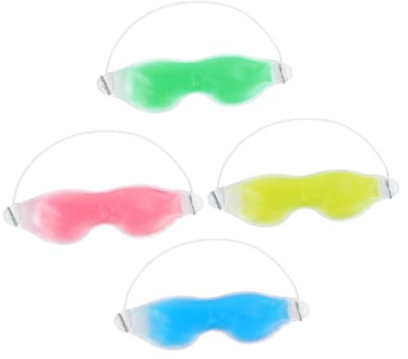 LIFKOME 4 Stück Gel Augenmaske Kühlend und Wärmend aus Weichem Gelmaterial Wiederverwendbar für Müde Augen und Schwellungen Vielseitig für Schlaf und Reisen