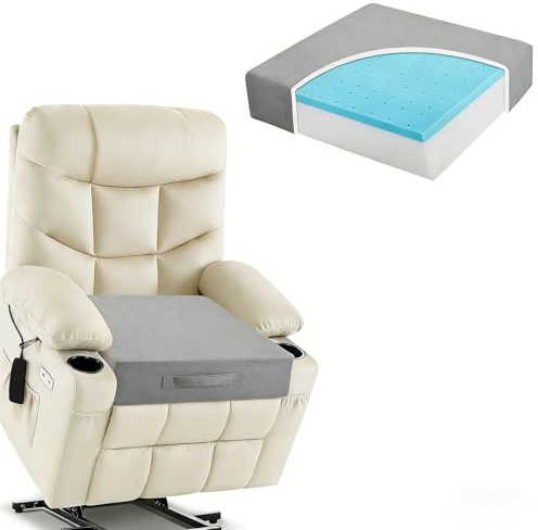 Recliner Cushions for Elderly 50* 50*12.5cm Grey Armchair Booster Cushion Large Dual-Layer Memory Foam Seat Chair Recliner Sofa Cushion Pad Support Washable Cover Dual-Sided Design Pressure Relief