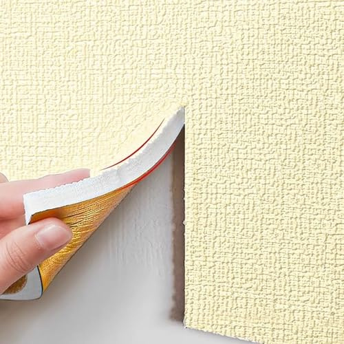 Generisch Dämmtapete für Innenwände, Isoliertapete Selbstklebend, Wasserfest und Feuchtigkeitsbeständig und Wärmedämmung Dämmmatte für Wandschutz und Wanddekoration,Gelb,50cmx300cmx3mm