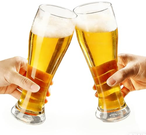 PORFOYO Weizenbiergläser, 2er Set 720ml Weizenbierglas, Weißbier-Glas, Spülmaschinenfest Bierkrug Gläser Set Mit Schlanker Form Mann Geschenke Männer Für Gastronomie & Bar (Transparent)