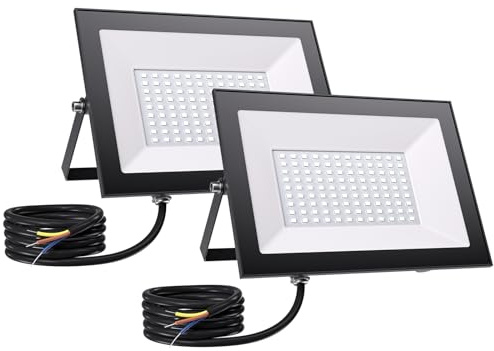 Allin LED Strahler Außen 100W 2 Stück, 6500K 10000LM Superhell LED Strahler | IP65 Wasserdicht Scheinwerfer, 180° Verstellbar Installationswinkel LED-Strahler Außen für Garten, Innenhöfe, Garag