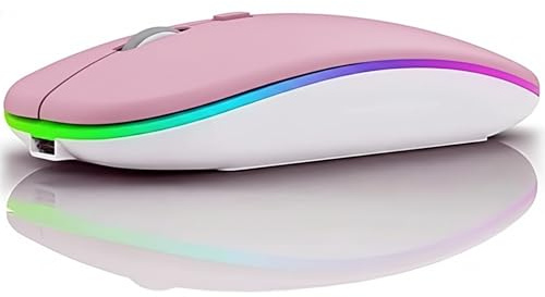 Ultra Slim 2.4 GHz Wireless Mouse with USB Mini Receiver Compatible for PC Laptop Computer & More, Portable Cordless Small Mice Silent Mouse with Adjustable DPI Suitable For Men & Women (Pink)