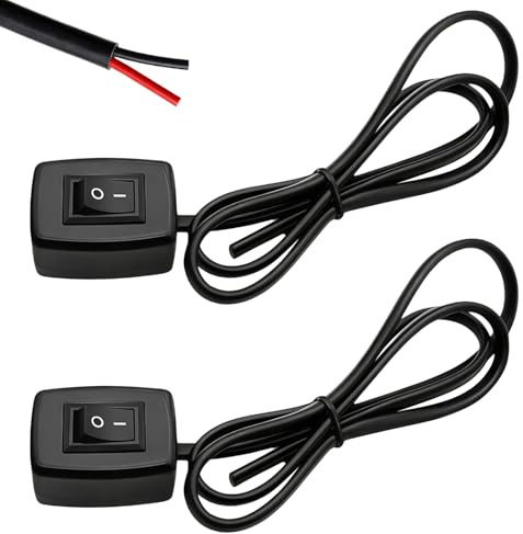 2 interruttori a levetta da 12 V con retro autoadesivo, interruttore on/off, impermeabile, con cavo da 75 cm, tipo di pasta universale, interruttore a pulsante per fendinebbia, luci al neon