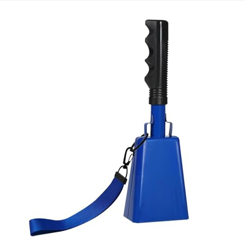 23 cm Kuhglocke Große aus Stahl mit 12 cm Handschlaufe, Laute Handglocke Jubelglocke für Fußball Spiele, Sportveranstaltungen, Farm Musikinstrument & Partys – Perfekter Lärmmacher mit Griff (1 Stück)