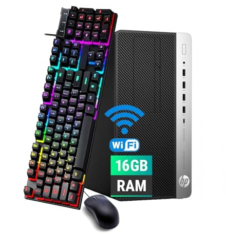 HP ProDesk 600 G4 Mini Tower Desktop Computer, Intel Core i7-8700, 16GB RAM, SSD 512GB, Bluetooth, teclado QWERTY RGB, ratón, USB WiFi, Windows 11 Pro (reacondicionado)