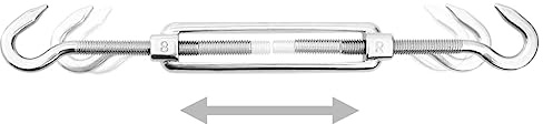 Kit di Fissaggio Vela Parasole 5 Pezzi in Acciaio Inox 316, 2 Moschettoni 2 Supporti Parete e 1 Tenditore Regolabile per Vela Ombreggiante Triangolare, Argento