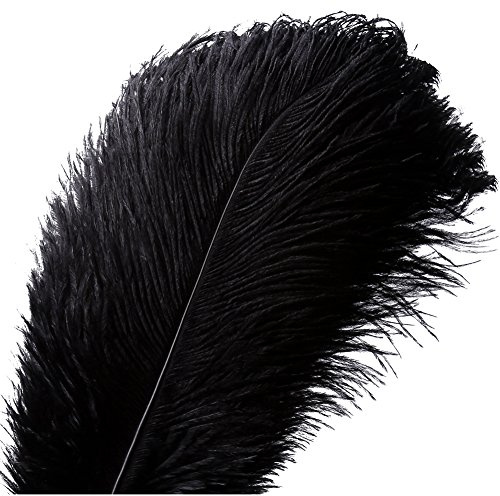 VoilaLove 10 stücke Natürliche Straußenfedern Handwerk 14-16 Zoll (35-40 cm) Plume für Hochzeit Mittelstücke Dekoration (35-40cm,Schwarz)
