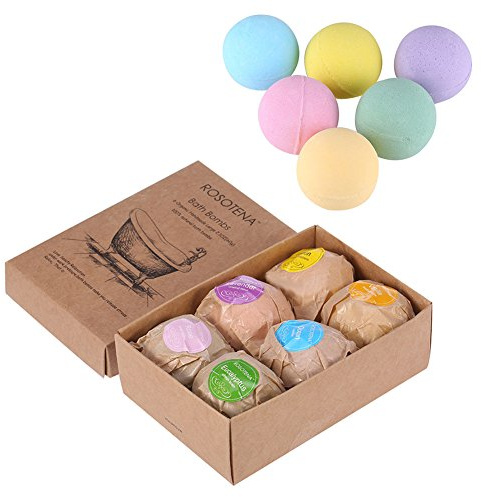 Badebomben Geschenkset, Haofy 6 Stück Handgefertigte Badekugeln, Badzubehör zur Befeuchtung der Haut, für Frauen Mädchen Kinder, für Geburtstag Valentinstag Weihnachtsgeschenke