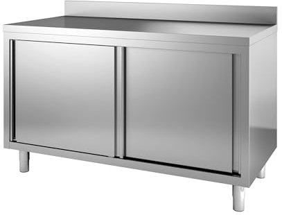 Armoire Basse INOX Portes Coulissantes - Profondeur 700 - Combisteel - 1400x700Coulissante