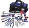 WORKPRO Universal Werkzeugset Haushalt 156-teilig inkl. Werkzeugtasche mit weiter Öffnung für Home Reparatur und Heimwerker, mit Zange Schlüssel Bits Wasserwaage Messer Maßband Hammer usw.