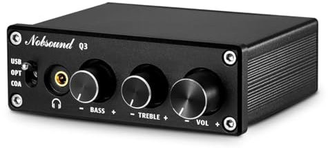 Nobsound Audio Q3 Amplificateur de casque Mini stéréo DAC USB/Optique/Coaxial vers RCA AUX 24 bits/192 kHz Digital vers Analogique Audio Convertisseur Décodeur pour Home Cinéma / TV Haut-parleur actif