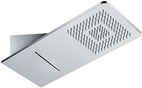 Soffione Doccia a Parete Acciaio Inox Punta Quadrata Con Cascata