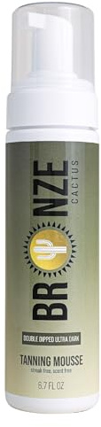 Bronze Cactus Double Dipped -Ultra Dark Tanning Mousse | Easy Application & Instant Gratification | Dries Immediately Without Leaving You Sticky | Non-Scented, Streak Free (Dark)