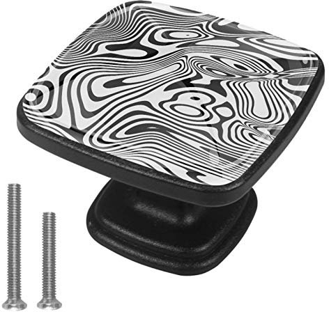 Möbelknöpfe Kinderzimmer Marmor Schwarz Weiß Schubladenknöpfe für Schrankknöpfe Drucken Möbelgriff für Kommode Schrank Schublade Küche 4 Stück 3x2.1x2 cm