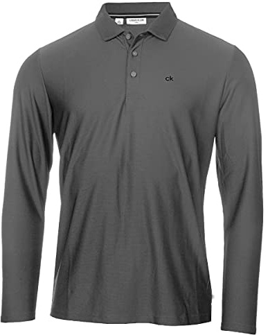 Calvin Klein Mens Long Sleeve Light Central Golf Polo Shirt
