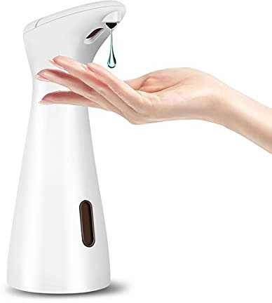 Dispensador de Jabón Líquido Automático Sin Contacto Dispensador de Desinfectante Manos con Ventana Visible, Sensor Infrarrojo Champú Gel de Ducha Dispensador para Baño Hotel Cocina White 200ml