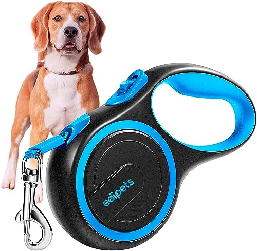 Edipets, Utökad hundrem, Infällbar, 3, 5 och 8 meter, Flexibelt band för utbildning och promenad, med säker och broms, Design och bekvämt grepp (8 meter, blå)