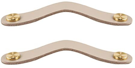 Möbelgriff Lederschlaufe Kopf aus Messing Knopf,Ledergriffe für Möbel,Schrankgriff für Kleiderschrank,Schublade, Küche und Tür,stilvolles Heimwerkerzubehör,2 Stück (Hole distance 160mm,2)
