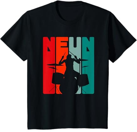 Kinder Geburtstag 9 Jahre Drummer Jungs Schlagzeuger T-Shirt