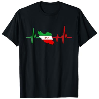 Heartbeat Design Iranian Flag Iran T-Shirt