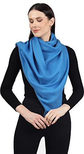 PASHWRAP 100 % Himalaya-Kaschmir-Wickeltuch, leichter Kaschmir-Schal, ultradünner Kaschmir-Pashmina-Schal, ideal für Reisen, Blau, Einheitsgröße
