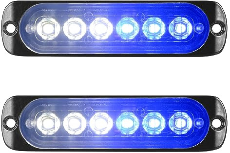 Willpower 2PCS 4.3 11cm 6 LED Lichtleiste 12V 24V für Auto Traktor 4x4 | Blau Weiß, Wasserdicht, Offroad Beleuchtung, Lightbar für ATV LKW Fahrzeuge Anhänger, Sicherheitsblinker, Nebelscheinwerfer