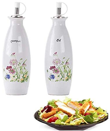 Aceitera y Vinagrera 2pcs Ceramiced Ceramic Olive Oil O Botella De Vinagre Dispensador De 250 Ml (Color : White)