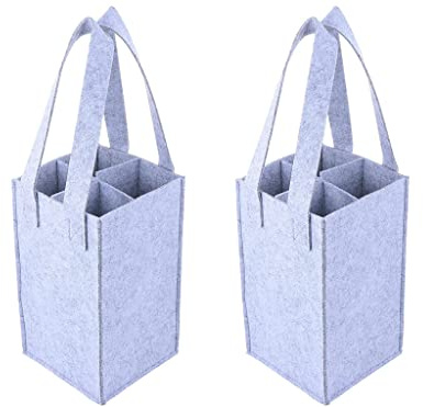 Hitopin 2PCS Flaschentasche, 4 Fächer Flaschentasch, Weinflasche Geschenk Tasche, Weintasche Flaschentasche, Flaschentaschen Filz, für Piknik Reise Party Outdoor (Grau)