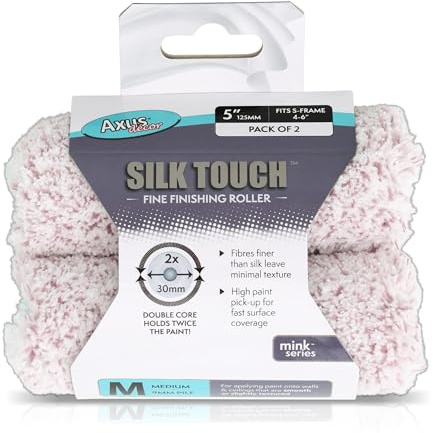Axus Decor Silk Touch Roller, Medium Pile (Mink Series) For Professional & DIY Projects, Suitable for Smooth & Slightly Textured Walls or Ceilings,Compatible with Mini Frame - 5/125mm Double Core,2Pk