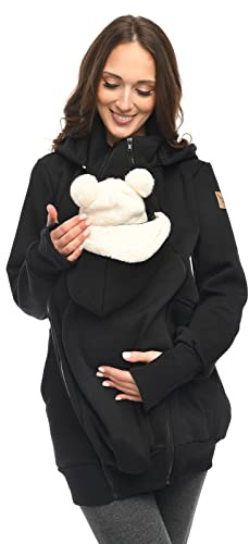 MijaCulture 3-i-1 bärjacka, mammatröja för bärduk, kängurujacka, 4132, Schwarz, S