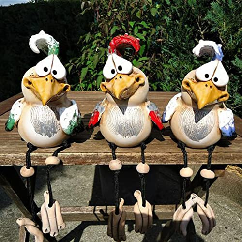 Kirdume 3 Huhn Dekoration, Kunstharz Hahn Garten Figur, Verrücktes Dekoratives Ornament für den Hof