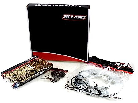 Hi Level motorcycle Chain & Sprocket Kit compatible with/replacement for Yamaha YZF-R125 2008, 2009, 2010, 2011, 2012, 2013, 2014, 2015, 2016, 2017, 2018 48/14 + 428H-132L Gold