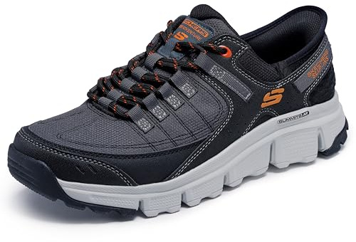 Skechers Hombre Summits At 237622 Slip-In ENTRENADOR, Gray Synthetic/Mesh/Orange Trim, 42.5 EU