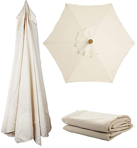 Rechange pour Parasol Terrasse 6 Baleines, 2/3 mètres Toile Rechange pour Parasol avec Air Vent, Housse Rechange pour Parasol, imperméable Anti-UV, pour Plage Piscine Cour Jardin