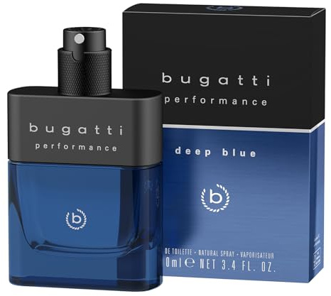 bugatti Performance Deep Blue Parfum pour homme 100 ml I Fraîche-fougères Eau de toilette pour homme avec bergamote, poivre, bois de santal, musc et ambre I Puissant avec des notes aquatiques vivantes