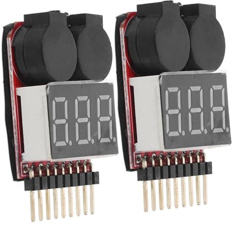 2St Batterietester spannungsprüfer spannungstester Batteriemonitor Batterieüberwachungsprüfer für Lipo elektrisch Summer Batterie der Fernbedienung Lithium Batterie Eisen