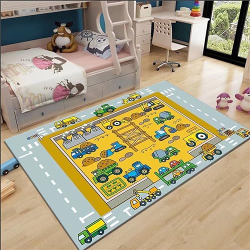 AU-OZNER flickenteppich waschbar Gelber Cartoon-Teppich, Badezimmertür, Sofa, Milbenschutz, hochwertiger Teppichteppich kurzflor,Gelb,60x110cm