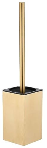 KWQKEM Modern Toilet Bowl Cleaners Brush and Holder with Lid 304 Stainless Steel (Brushed Gold)