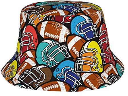Buytruew American Football und Helm, Fischerhut für Herren und Damen, Unisex, Sonnenhut, Reisekappe, Schwarz, Schwarz , One size